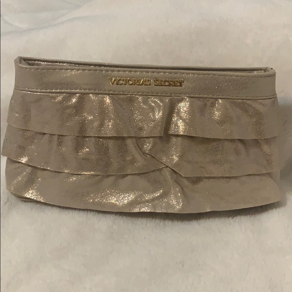 Victoria’s Secret Gold Shimmery Ruffle Clutch